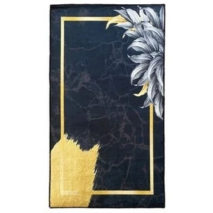Mani Textile Tapis de salon 120x180 cm Polyester Feuille Noir 120 x 180 cm pas cher