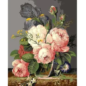 Figured'Art Peinture par Numéro Adulte Bouquet Fleurs Sauvages - Activité Manuelle Kit de Loisir Créatif DIY Numéro d'Art Complet - 40x50cm sans châssis en bois