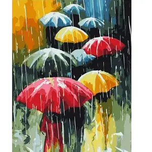 Figured'Art Peinture par Numéro Adulte Farandole de Parapluies - Kit d...