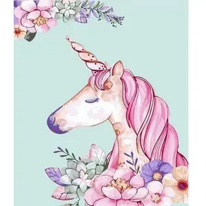 Figured'Art Peinture par Numéro Adulte Licorne rose - Activité Manuelle Kit de Loisir Créatif DIY Numéro d'Art Complet - 40x50cm sans châssis en bois pas cher