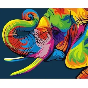 Figured'Art Peinture par Numéro Adulte Eléphant Pop Art - Activité Manuelle Kit de Loisir Créatif DIY Numéro d'Art Complet - 40x50cm sans châssis en bois