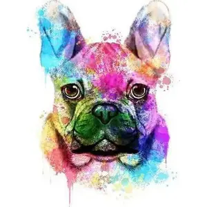 Figured'Art Peinture par Numéro Adulte Joli Chien en Couleurs - Activité Manuelle Kit de Loisir Créatif DIY Numéro d'Art Complet - 40x50cm sans châssis en bois