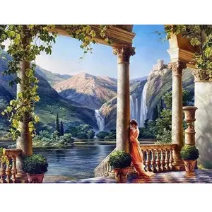 Figured'Art Peinture par Numéro Adulte Une Déesse au bord de l'eau - Activité Manuelle Kit de Loisir Créatif DIY Numéro d'Art Complet - 40x50cm sans châssis en bois pas cher
