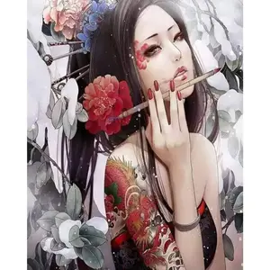Figured'Art Peinture par Numéro Adulte Belle asiatique - Activité Manuelle Kit de Loisir Créatif DIY Numéro d'Art Complet - 40x50cm sans châssis en bois pas cher