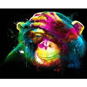 Figured'Art Peinture par Numéro Adulte Singe coloré - Activité Manuelle Kit de Loisir Créatif DIY Numéro d'art Complet - 40x50cm sans châssis en Bois