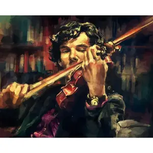 Figured'Art Peinture par Numéro Adulte Violoniste en Concert - Activité Manuelle Kit de Loisir Créatif DIY Numéro d'Art Complet - 40x50cm sans châssis en bois pas cher