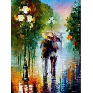Figured'Art Peinture par Numéro Adulte Pluie romantique - Activité Manuelle Kit de Loisir Créatif DIY Numéro d'Art Complet - 40x50cm sans châssis en bois pas cher