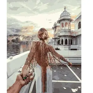Peinture au numéro : Balade Romantique  - sans châssis en bois