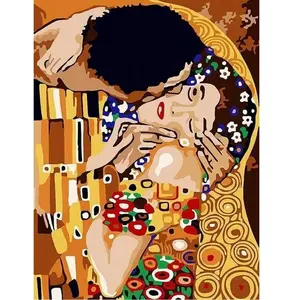 Figured'Art Peinture par Numéro Adulte Tendre Baiser - Activité Manuelle Kit de Loisir Créatif DIY Numéro d'Art Complet - 40x50cm sans châssis en bois pas cher