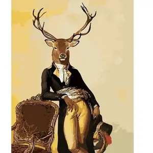 Figured'Art Peinture par Numéro Adulte Le Cerf Dandy - Activité Manuelle Kit de Loisir Créatif DIY Numéro d'Art Complet - 40x50cm sans châssis en bois pas cher