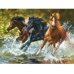 Figured'Art Peinture par Numéro Adulte Chevaux de Camargue - Activité Manuelle Kit de Loisir Créatif DIY Numéro d'Art Complet - 40x50cm sans châssis en bois pas cher
