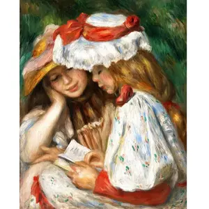 Comparateur de prix : Figured’Art Diamond Painting Broderie Diamant 40x50cm Avec Cadre Toile Tendue Strass Perles Carrés - Jeunes filles lisant Renoir - Kit Complet 5D DIY Activité Manuelle Loisirs Créatifs Adultes