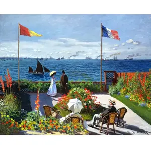 Comparateur de prix : Figured’Art Diamond Painting Broderie Diamant 40x50cm Avec Cadre Toile Tendue Strass Perles Carrés - La terrasse à Sainte-Adresse Monet - Kit Complet 5D DIY Activité Manuelle Loisirs Créatifs Adultes