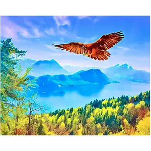 Comparateur de prix : Figured'Art Broderie Diamant 40 x 50 cm Aigle et Paysage de Suisse