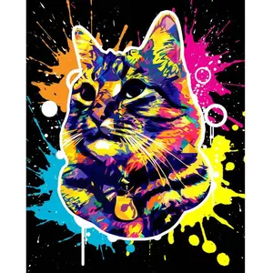 Comparateur de prix : Figured’Art Diamond Painting Broderie Diamant 40x50cm Avec Cadre Toile Tendue Strass Perles Carrés - Chat Splash Pop Art - Kit Complet Animaux 5D DIY Activité Manuelle Loisirs Créatifs Adultes