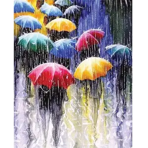 Comparateur de prix : Figured’Art Diamond Painting Broderie Diamant 40x50cm Toile Entière Roulée avec Strass Perles Carrés - Parapluies sous la Pluie