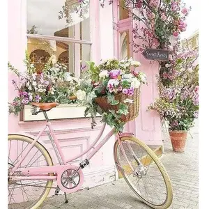 Figured'Art Diamond Painting - Figured’Art - Bicyclette rose - 40x50cm - Kit complet - Diamants carrés pas cher