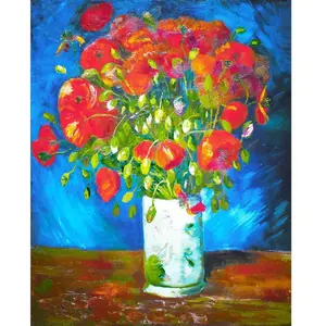 Figured'Art Figured’Art Diamond Painting Broderie Diamant 40x50cm Toile Entière Roulée avec Strass Perles Carrés - Vase avec Coquelicots Van Gogh - Kit Complet 5D DIY Activité Manuelle Loisirs Créatifs Adultes pas cher
