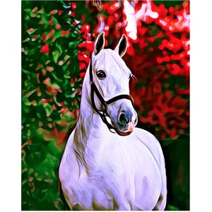 Figured'Art Broderie Diamant 40 x 50 cm Cheval et fond coloré pas cher