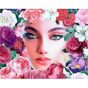 Comparateur de prix : Figured'Art Broderie Diamant 40 x 50 cm Visage et Fleurs