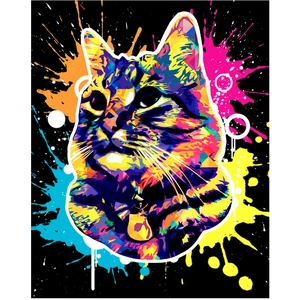 Comparateur de prix : Figured'Art Broderie Diamant 40 x 50 cm Chat Splash Pop Art
