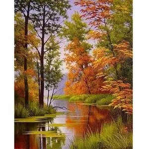 Comparateur de prix : Figured’Art Diamond Painting Broderie Diamant 40x50cm Avec Cadre Toile Tendue Strass Perles Carrés - Lac en Automne - Kit Complet Paysage 5D DIY Activité Manuelle Loisirs Créatifs Adultes