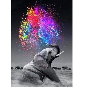 Comparateur de prix : Figured’Art Diamond Painting Broderie Diamant 40x50cm Avec Cadre Toile Tendue Strass Perles Carrés - Eléphant et Couleurs - Kit Complet Animaux 5D DIY Activité Manuelle Loisirs Créatifs Adultes