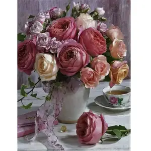 Comparateur de prix : Diamond Painting - Figured’Art - Bouquet de Roses - 40x50cm - Kit Complet - Diamants Carrés