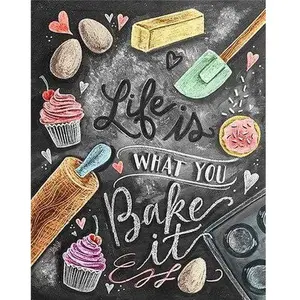 Figured’Art Diamond Painting Broderie Diamant 40x50cm Avec Cadre Toile Tendue Strass Perles Carrés - Affiche cuisine - Kit Complet 5D DIY Activité Manuelle Loisirs Créatifs Adultes