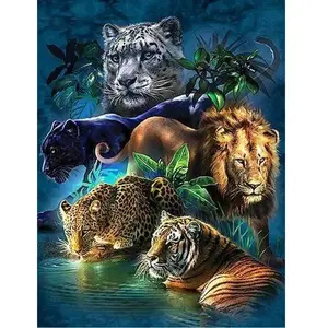 Diamond Painting - Figured’Art - Animaux de la Jungle - 40x50cm - Kit Complet - Diamants Carrés