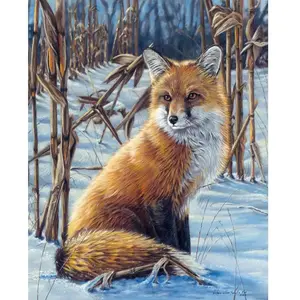 Comparateur de prix : Figured'Art Peinture par Numéro Adulte Renard dans la neige - Activité Manuelle Kit de Loisir Créatif DIY Numéro d'Art Complet - 40x50cm sans châssis en bois