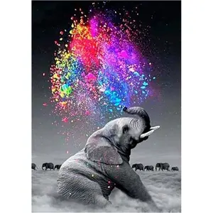 Comparateur de prix : Figured'Art Broderie Diamant 40 x 50 cm Éléphant et Couleurs
