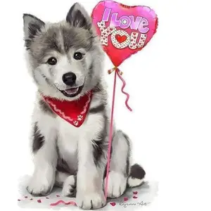 Figured’Art Diamond Painting Broderie Diamant 40x50cm Toile Entière Roulée avec Strass Perles Carrés - Chien I Love You - Kit Complet Animaux 5D DIY Activité Manuelle Loisirs Créatifs Adultes