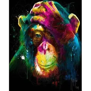 Figured’Art Diamond Painting Broderie Diamant 40x50cm Toile Entière Roulée avec Strass Perles Carrés - Singe en Couleur - Kit Complet Animaux 5D DIY Activité Manuelle Loisirs Créatifs Adultes