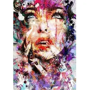 Figured'Art Figured’Art Diamond Painting Broderie Diamant 40x50cm Toile Entière Roulée avec Strass Perles Carrés - Visage de Femme Design - Kit Complet 5D DIY Activité Manuelle Loisirs Créatifs Adultes pas cher