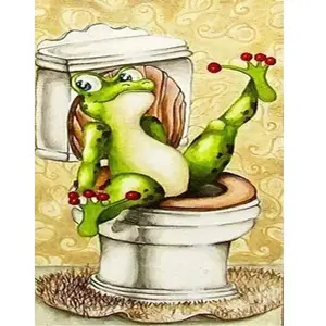Comparateur de prix : Diamond Painting - Figured’Art - La Grenouille aux Toilettes - 40x50cm - Kit Complet - Diamants Carrés