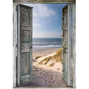 Comparateur de prix : Figured'Art Broderie Diamant 40 x 50 cm Porte ouverte sur la Plage