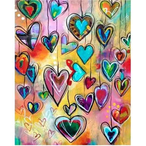 Figured'Art Broderie Diamant 40 x 50 cm Coeurs pas cher