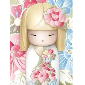 Figured’Art Diamond Painting Broderie Diamant 40x50cm Toile Entière Roulée avec Strass Perles Carrés - Poupée asiatique - Kit Complet 5D DIY Activité Manuelle Loisirs Créatifs Adultes