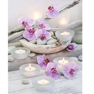 Figured'Art Diamond Painting - Figured’Art - Fleurs et Bougies - 40x50cm - Kit Complet - Diamants Carrés pas cher