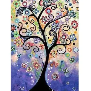 Broderie diamant : Arbre Vitrail - sans chassis en bois