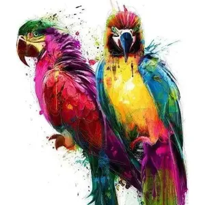 Figured’Art Diamond Painting Broderie Diamant 40x50cm Toile Entière Roulée avec Strass Perles Carrés - Perroquets en Peinture - Kit Complet Animaux 5D DIY Activité Manuelle Loisirs Créatifs Adultes