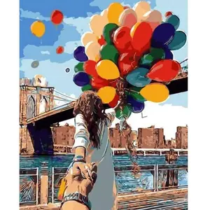 Figured'Art Peinture au numéro : Ballons Colorés  - sans châssis en bois pas cher