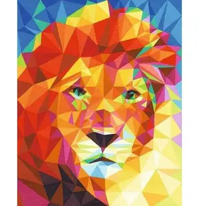 Figured'Art Peinture au numéro : Grand Lion coloré - sans châssis en bois pas cher