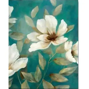 Figured'Art Peinture par Numéro Adulte Fleurs blanches abstraites - Activité Manuelle Kit de Loisir Créatif DIY Numéro d'Art Complet - 40x50cm sans châssis en bois pas cher