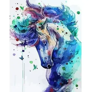 Figured'Art Peinture au numéro : Cheval coloré  - sans châssis en bois pas cher