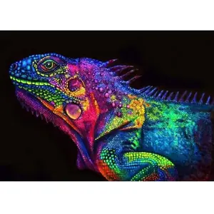 Figured'Art Peinture par Numéro Adulte Caméléon coloré - Activité Manuelle Kit de Loisir Créatif DIY Numéro d'Art Complet - 40x50cm sans châssis en bois pas cher