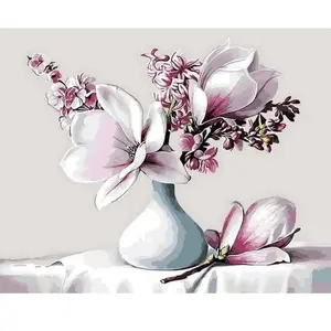 Figured'Art Peinture par Numéro Adulte Magnolia - Kit de Loisir Créatif DIY Numéro d'Art - 40x50cm sans châssis pas cher