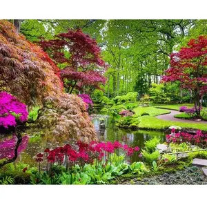 Figured'Art Peinture par Numéro Adulte Parc fleuri - Activité Manuelle Kit de Loisir Créatif DIY Numéro d'Art Complet - 40x50cm sans châssis en bois