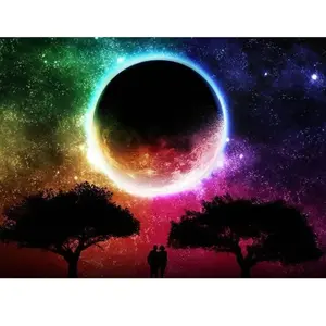 Figured'Art Peinture par Numéro Adulte Couleur de Lune - Activité Manuelle Kit de Loisir Créatif DIY Numéro d'Art Complet - 40x50cm sans châssis en bois pas cher